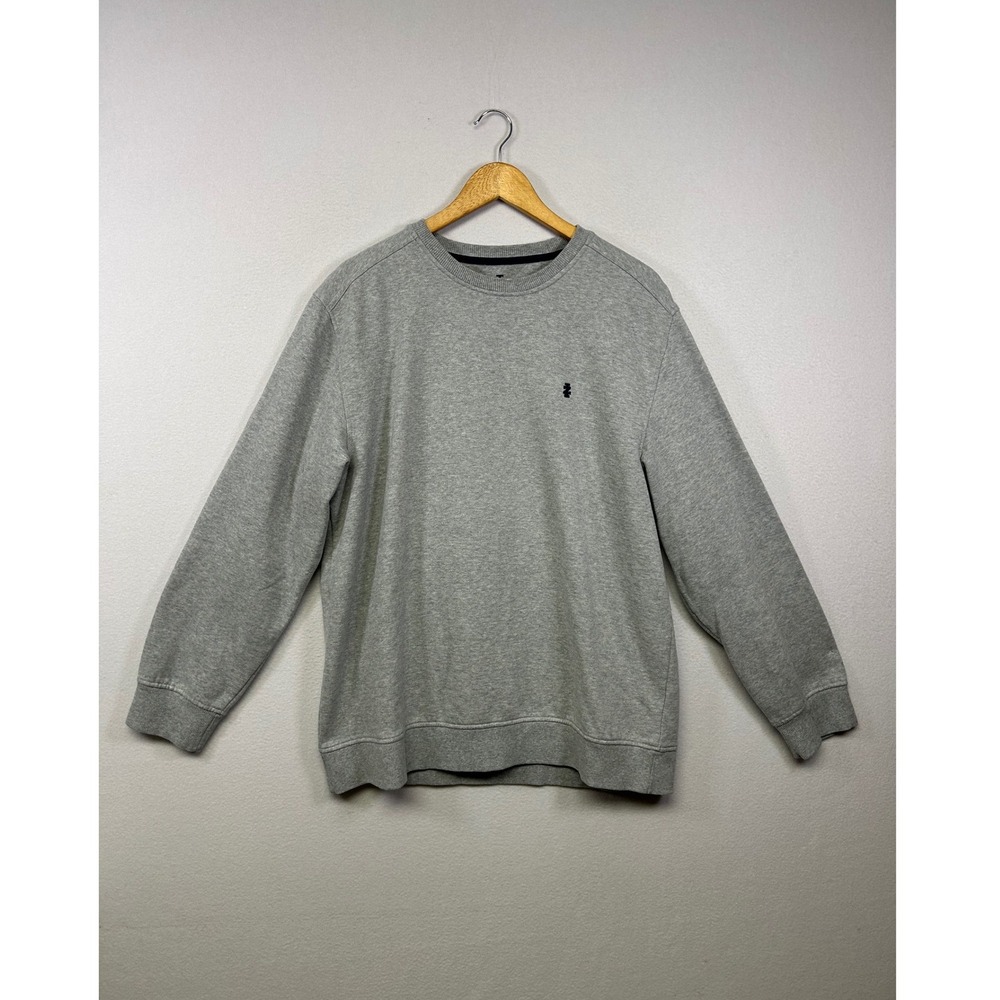 Normcore IZOD Mens Large Gray Crewneck Fleece Sweatshirt Embroidered Logo